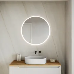 Specchio da bagno led Ø 80 cm con luce perimetrale e retroilluminato  - Geid