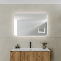 Specchio da bagno 3 led 100x80 cm con luce perimetrale retroilluminato e antiappannante bianco opaco - Elevia