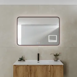 Specchio da bagno 3 led 100x80 cm con luce perimetrale retroilluminato e antiappannante grigio cobalto - Elevia