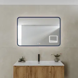 Specchio da bagno 3 led 120x80 cm con luce perimetrale retroilluminato e antiappannante blu oceano  - Elevia