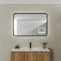 Specchio da bagno 3 led 120x80 cm con luce perimetrale retroilluminato e antiappannante nero opaco - Elevia