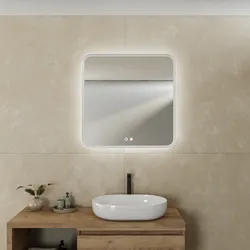 Specchio da bagno 3 led 80x80 cm con luce perimetrale retroilluminato e antiappannante bianco opaco - Elevia