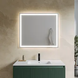Specchio da bagno led 90x80 cm con luce perimetrale e retroilluminato  - Dinamor