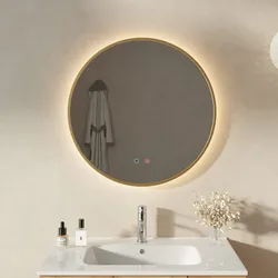 Specchio da bagno 3 led 70 cm con antiappannate e retroilluminato oro spazzolato - Empiria