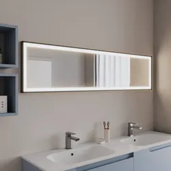 Specchio da bagno 3 led 160x40 cm con antiappannante nero opaco - Mace