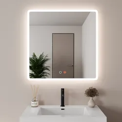 Specchio da bagno led 80x80 cm luce fredda con antiappannante - Herna