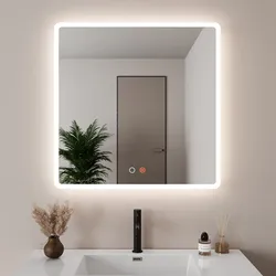 Specchio da bagno led 90x80 cm luce fredda con antiappannante - Herna