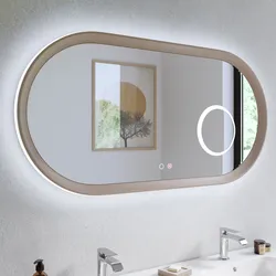 Specchio da bagno 3 led 120x60 cm luce perimetrale retroilluminato con antiappannante e ingranditore moka - Pulli