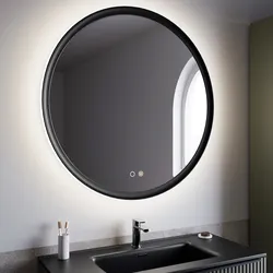 Specchio da bagno 3 led Ø 100 cm retroilluminato con antiappannante nero opaco - Bruns