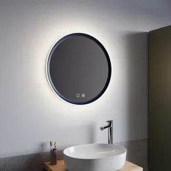Specchio da bagno 3 led Ø 60 cm retroilluminato con antiappannante blu oceano - Bruns