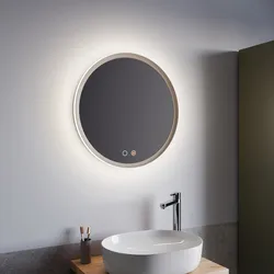 Specchio da bagno 3 led Ø 60 cm retroilluminato con antiappannante moka - Bruns