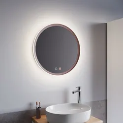 Specchio da bagno 3 led Ø 60 cm retroilluminato con antiappannante rosa corallo - Bruns