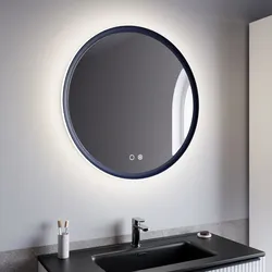 Specchio da bagno 3 led Ø 80 cm retroilluminato con antiappannante blu oceano - Bruns