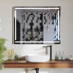 Specchio da bagno 3 led 100x80 cm con antiappannante - Flume
