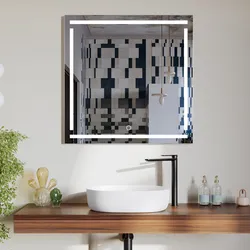 Specchio da bagno 3 led 80x80 cm con antiappannante - Flume