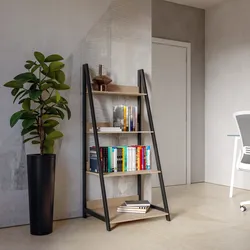 Libreria 64x145h cm con ripiani effetto rovere wiener e struttura in metallo nero - Apta