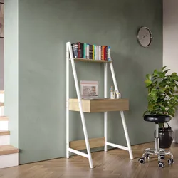 Scrivania 64x55 cm effetto rovere wiener e metallo bianco con cassetto e mensola h146 cm - Apta