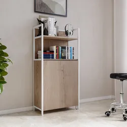 Libreria 62x30 cm effetto rovere e bianco con scrivania a scomparsa - Juanita