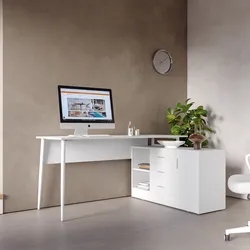 Scrivania 160x60 cm bianco con mobile contenitore integrato - Apta