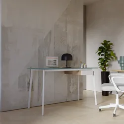 Scrivania 130x60 cm bianco con top in vetro e cassetto - Deidre