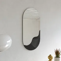 Specchio da parete 40x80h cm con dettaglio texturizzato nero opaco - Menin