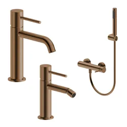 Set miscelatore lavabo e bidet con esterno doccia bronzo spazzolato – Oasis