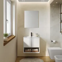 Mobile bagno sospeso 60 cm bianco opaco con lavabo integrato e specchio - Lion