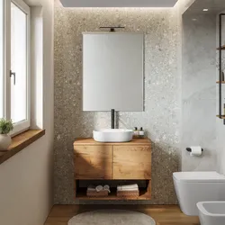 Mobile bagno sospeso 80 cm rovere gold con top e specchio - Lion
