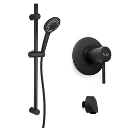 Set incasso doccia con saliscendi e doccino multigetto nero opaco - Gun di Jacuzzi Rubinetteria