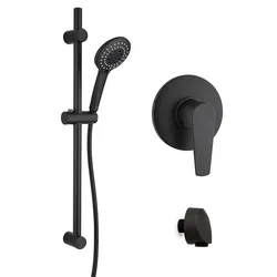 Set incasso doccia con saliscendi e doccino multigetto nero opaco - Inca di Jacuzzi Rubinetteria