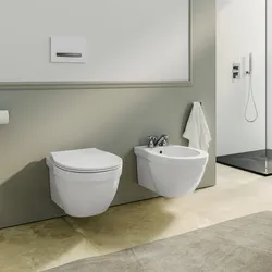 Coppia di sanitari sospesi in ceramica bianco con copriwc - Olimpo