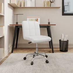 Sedia da ufficio girevole in similpelle bianco con base cromata - Anissa