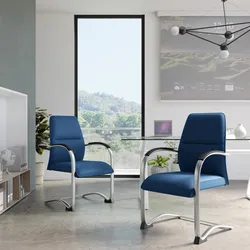 Set 2 sedie da ufficio in similpelle blu con struttura cromo - Skill