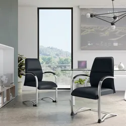 Set 2 sedie da ufficio in similpelle nero con struttura cromo - Skill