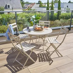 Tavolo pieghevole da esterno rotondo 85 cm in metallo beige - Atelier