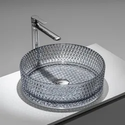 Lavabo d'appoggio in vetro 39x12h cm antracite - Jeda