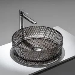Lavabo d'appoggio in vetro 39x12h cm marrone kodiac - Jeda
