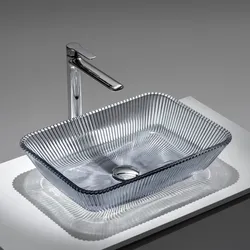 Lavabo d'appoggio in vetro 46x11,5h cm antracite - Jeda