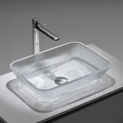 Lavabo d'appoggio in vetro 46x11,5h cm trasparente - Jeda