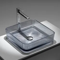 Lavabo d'appoggio in vetro 39x10,5h cm antracite - Jeda