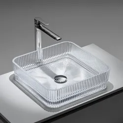 Lavabo d'appoggio in vetro 39x10,5h cm trasparente - Jeda