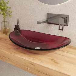 Lavabo da appoggio 53x35 cm in vetro bordeaux - Esme