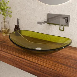 Lavabo da appoggio 53x35 cm in vetro verde - Esme