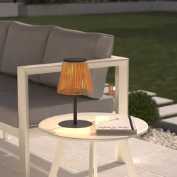 Lampada solare da tavolo 30h cm in acciaio nero e paralume in pvc - Nernia