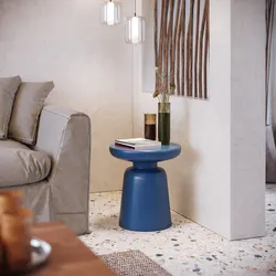 Tavolino rotondo 38 cm multiuso in polietilene blu - Fungho