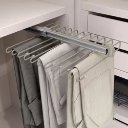 Portapantaloni estraibile per armadio in acciaio verniciato grigio pietra - Practiko