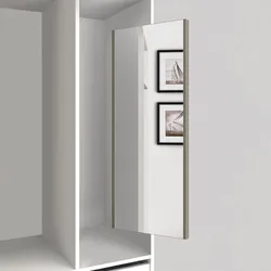 Specchio estraibile per armadio 35x100 cm in acciaio verniciato grigio pietra - Practiko