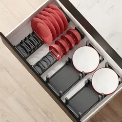 Portapiatti verticale per cassetto in alluminio e ABS antracite - Orderly