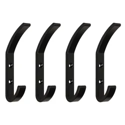 Set 4 ganci appendiabiti da parete in alluminio verniciato nero