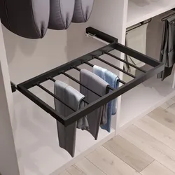 Cassetto con portapantaloni per armadio in alluminio verniciato nero testurizzato - Practiko